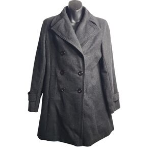 Stephanie Mathews Long Lana Pea Coat Womens Dark Gray Overcoat Size Medium